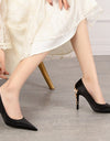 Zapatos De tacón alto para Mujer, elegante con decoración De Metal, para fiesta