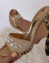 Sandalias de tacón alto con diamantes de imitación para mujer