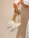 Zapatos elegantes con lazo De aguja para Mujer, transparentes De tacón alto