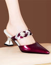 Sandalias de diseñador puntiagudas con brillantes para mujer