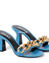 Zapatillas de tacón alto con cadena de Metal para mujer