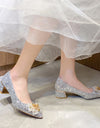 zapatos de tacón alto de cristal para mujer, calzado Sexy de Color sólido para banquete, boda, fiesta