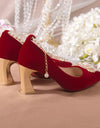 Zapatos de novia elegantes con perlas, de aguja puntiagudos