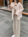 Abrigo de lana de cordero para mujer, nuevo diseño coreano suelto