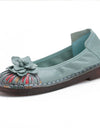 Zapatos De piel De vaca para Mujer, calzado informal con suela plana y flores
