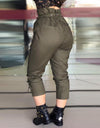 Pantalones de cintura alta con volantes y cordones para mujer
