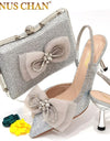 Zapatos y bolsos plateados para mujer, de fiesta con diamantes