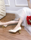 Zapatos de tacón alto, de boda de 5cm y 7cm, con hebilla cuadrada,