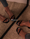 Sandalias de PVC transparente, adorno de cristal para mujer