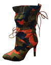 Botas de tacón fino alto 11cm de camuflaje para mujer