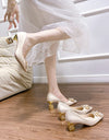 Zapatos de tacón alto 5cm y 7cm, para mujer, de boda con hebilla cuadrada