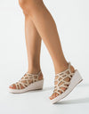 Sandalias de tacón alto para mujer, de suela gruesa, Color liso