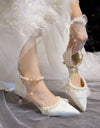 Zapatos de tacón alto para mujer, de perlas, zapatos de boda