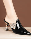 Zapatillas de tacón alto de metal, de punta estrecha, elegantes