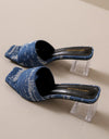 Sandalias de tacón alto con punta cuadrada para mujer