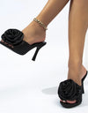 Zapatillas de tacón alto con estampado floral para mujer, sexys de seda