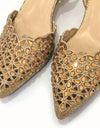 Zapatos de tacón bajo ahuecados para mujer, bordado, diseño italiano,