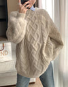 Suéter acanalado con cuello redondo, holgado de gran tamaño